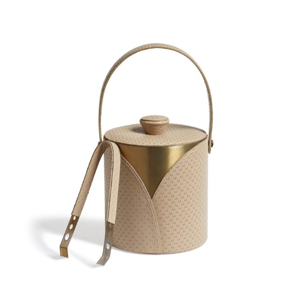 msworth Leather Ice Bucket and Tongs