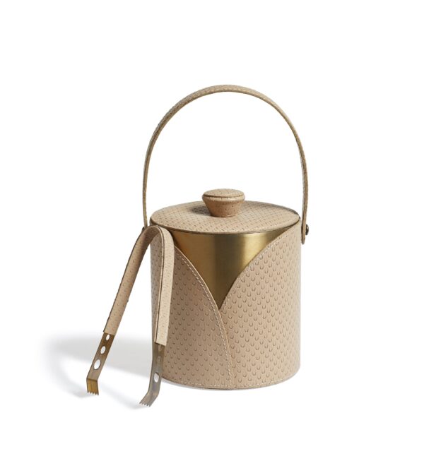 msworth Leather Ice Bucket and Tongs