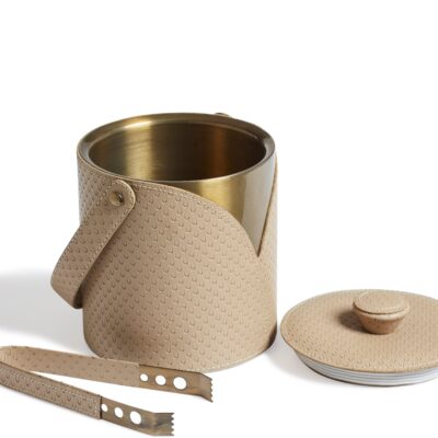 msworth Leather Ice Bucket and Tongs