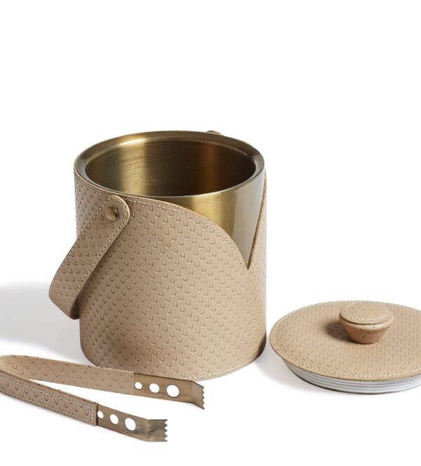 msworth Leather Ice Bucket and Tongs